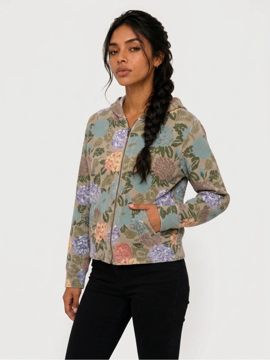 Liz Claiborne Other - Liz Claiborne Vintage Cottagecore Floral
Corduroy Ribbed Zip Up Hoodie Jacket XL